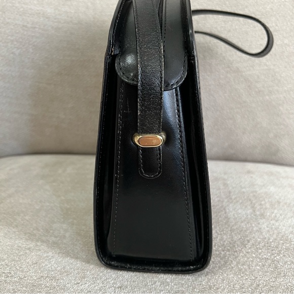 VTG Bally Structured Hex Black Leather Shoulder Bag Crossbody with Gold Hardware - Picture 5 of 16